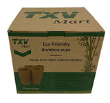 TXV Mart | Disposable or Reusable Natural Bamboo Wood Drinking Cup 12 oz | Wooden Tea Cup Coffee Mug Wine Mug, 4 Pack TXV