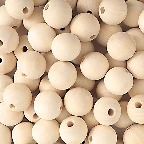 WLIANG 800 Pcs 20mm Natural Wooden Beads, Unfinished Round Bulk Spacer Wood Beads for DIY Crafts, Garlands Farmhouse Decor, Jewelry Bracelet Necklace WLIANG
