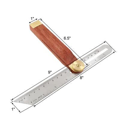 Litoexpe 9" T-Bevel Sliding Angle Ruler Protractor, Adjustable Angle Finder Ruler Hardwood Handle Woodworking Protractor Tool with Metric & Imperial