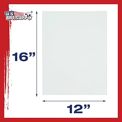 U.S. Art Supply 12 X 16 inch Professional Artist Quality Acid Free Canvas Panel Boards for Painting 4-Pack (1 Full Case of 4 Single Canvas Board - WoodArtSupply