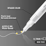 White Paint Pen Acrylic Marker: 8 Pack 0.7mm White Paint Marker for Metal, Art, Wood, Black Paper, Plastic, Ceramic, Metallic, Rock Painting, AKARUED