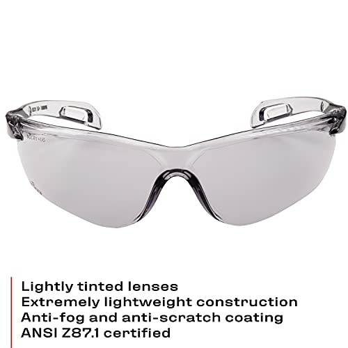 NoCry Lightweight Tinted Safety Glasses with UV 400 Protection, Anti Fog and Anti Scratch Coating and Grey Wrap Around Lenses; ANSI Z87.1 Certified NoCry