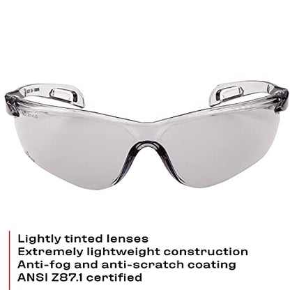 NoCry Lightweight Tinted Safety Glasses with UV 400 Protection, Anti Fog and Anti Scratch Coating and Grey Wrap Around Lenses; ANSI Z87.1 Certified - WoodArtSupply