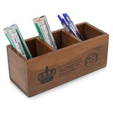 Flexzion Rustic Wood Pencil Holder for Desktop or Table - Home and Office Storage Caddy Wood for TV Remote Holder and Desk Pencil Holder Wood Flexzion