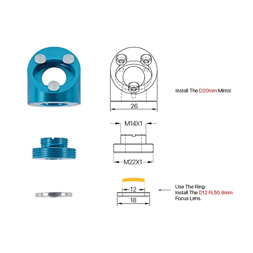 Ultrarayc k40 Laser Head with Air Assisted Connector 12mm/16mm/18mm for K40 Laser Engraving air Engraver Machine - WoodArtSupply