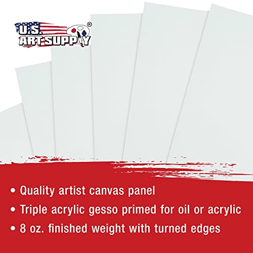 U.S. Art Supply 12 X 16 inch Professional Artist Quality Acid Free Canvas Panel Boards for Painting 4-Pack (1 Full Case of 4 Single Canvas Board - WoodArtSupply