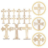 SEWACC 30pcs Cross Wood Jesus Wood Flower SEWACC