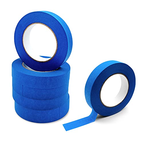 TCAIRG Blue Painters Tape 1 inch Wide Residue Free Wall Painting Blue Masking Tape with Sharp Lines 1 inch x 60 Yards x 6 Rolls (360 Total Yards) - WoodArtSupply