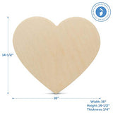 Wooden Heart Cutouts for Crafts 16 inch, 1/4 inch Thick, Pack of 1 Unfinished Heart Shaped Wooden Cutouts, by Woodpeckers Woodpeckers
