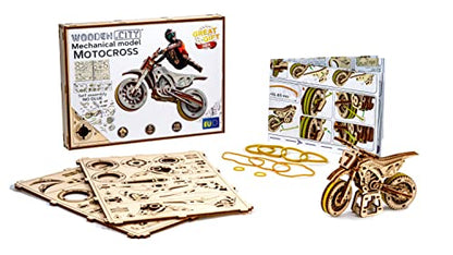 Motocross 3D Wooden Motorcycle Puzzle for Adults - Intricate Model Building Kit - WoodArtSupply