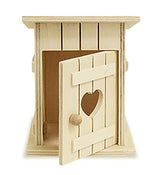 Multicraft Miniature Wood Old Fashioned Outhouse for Dollhouses, Displays, Crafting, & DIY - 3.25 x 4 Inches,Brown,Medium Multicraft