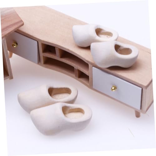 Zerodeko 2 Pairs Clogs Tiny Shoes Unfinished Doll Ornament Mini Unfinished Shoes Make Your Own Statue Dollhouse Sneaker Simple Mini Klompen Dollhouse Zerodeko