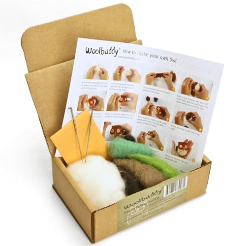 Woolbuddy Needle Felting Kit, Felting Kit, Owl, Felting Kit for Beginners Adult, Wool Felting Kit Includes Felting Supplies, Carded Felting Wool 22 Woolbuddy