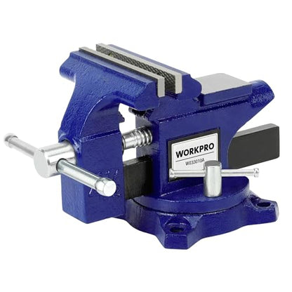WORKPRO Bench Vise, 4-1/2" Vice for Workbench, Utility Combination Pipe Home Vise, Swivel Base Bench for Woodworking
