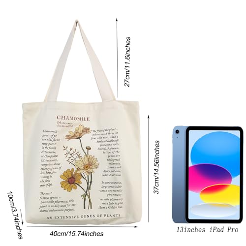BROADREAM Canvas Tote Bag Aesthetic - Zippered Book Tote Bag with Interior Pocket by Cute Shoulder Tote Bags for Women Shopping & Travel - Best Gift BROADREAM