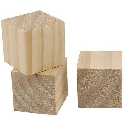 KEILEOHO 100 PCS 1.25 Inch Small Wooden Blocks, Unfinished Wooden Cubes, Solid Blank Square Blocks for Crafts, Painting, Puzzle Making, Decorating,