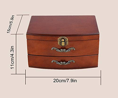 E-isata Solid Wooden Jewellery Box Jewelry Storage Box Organizer for Earring Bracelet Gift for Women Girlfriend Birthday Aniversary (Middle)