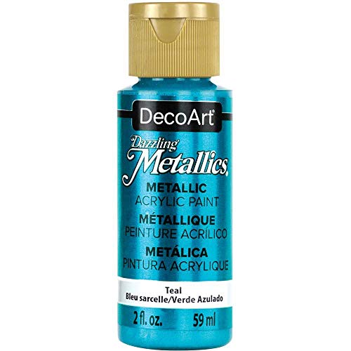 DecoArt Dazzling Metallics Americana Acrylic Paint - 4 Pack Teal Craft Metallic Acrylic Paint - Multi Surface Iridescent Acrylic Paint Set for Arts - WoodArtSupply