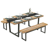STHOUYN 71" 6ft Large Dinner Table for 6 8 Seat Dining Room Table, Rectangular Farmhouse Modern Kitchen Long Black & Brown Industrial Conference STHOUYN
