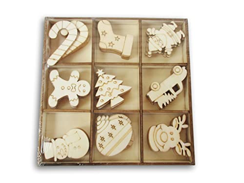 Mini Laser Cuts Wood Shape Christmas Holiday Mini Icons - 54 Pieces - WoodArtSupply