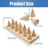 LIOUCBD 12 Fingers Wood Ring Display Stand Cone Ring Holders, Jewelry Display Holder Showcase, Ring Bracelet Organizer for Girls Women Jewelry LIOUCBD
