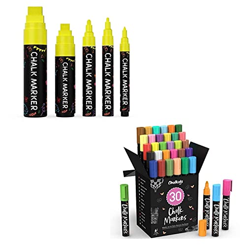 Chalkola Mega Bundle - 5 Yellow Variety + 30 Markers 6mm Chalkola