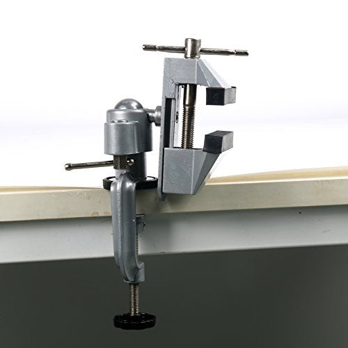 YaeTek 3" Table Vise with 360° Swiveling Head, Hobby Vise Bench Clamps Rubber Covered Jaws for Crafting, Woodworking, Modeling, Painting, Gluing,