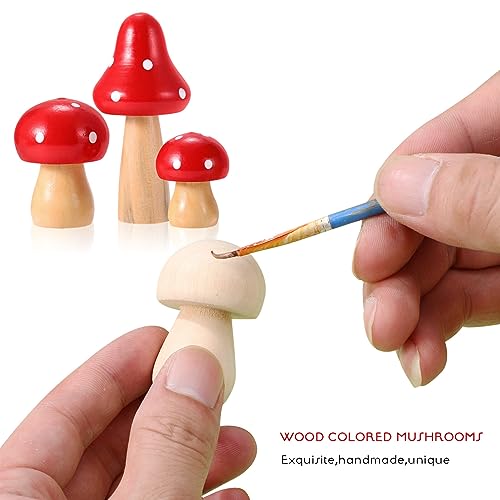 Toddmomy 20pcs Unfinished Wooden Mushroom Unfinished Wood Trees Mini Wood Tree Natural Wooden Mushrooms for Arts DIY Projects Ornaments