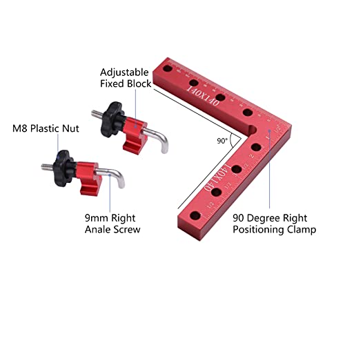 Evwoge Corner Squares for Picture Frame Box Cabinets Drawers 90 Degree Positioning Right Angle Squares and Clamps for Woodworking 4 Clamps and 2pcs Evwoge