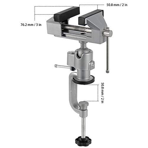 ZEONHAK 2 PCS 3 Inches Bench Vise, Tilts Rotate 360° Universal Work, Universal Table Vise, Aluminum Table Vise for Welding, Woodworking, Jewelry ZEONHAK