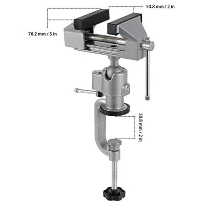 ZEONHAK 2 PCS 3 Inches Bench Vise, Tilts Rotate 360° Universal Work, Universal Table Vise, Aluminum Table Vise for Welding, Woodworking, Jewelry - WoodArtSupply