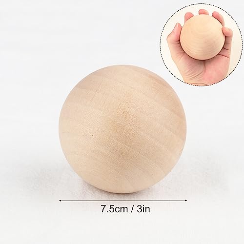 6 Pack 3 Inch Unfinished Wooden Balls, Wooden Round Ball, Natural Round Hardwood Balls, Wood Spheres for Crafts and DIY Projects and Decorations,by