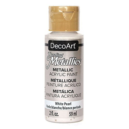 DecoArt Dazzling Metallics 2-Ounce White Pearl Acrylic Paint (DM-DA117) - WoodArtSupply