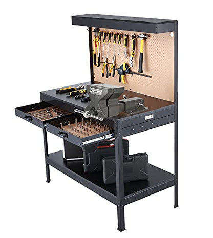 Olympia Tools Multipurpose Workbench With Power Outlets and Light, 410-014-0111 , Black