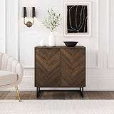 Nathan James Accent Modern Free Standing Buffet Sideboard Hallway, Entryway, Dining Living Room, 1 Storage Cabinet, Enloe - Walnut/Black Nathan James