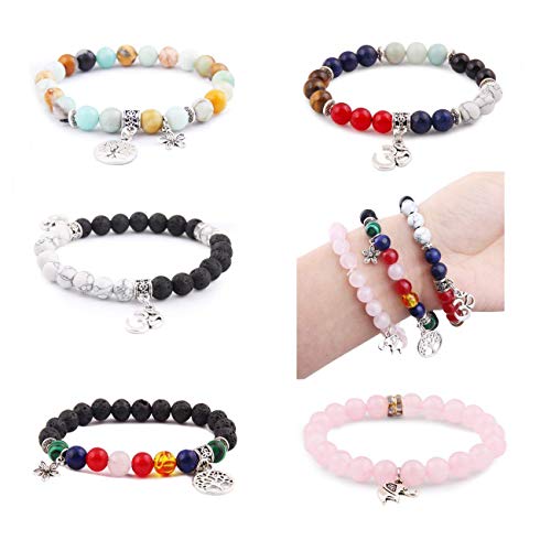 Fishdown 418 pcs 8mm Crystal Beads for Jewelry Making, Natural Stone Healing Beads for Bracelets, Gemstone Beading & Jewelry Necklace Making DIY Kit Fishdown