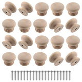 Zorfeter 20 Pcs Wood Unfinished Drawer Knobs Mushroom Shape Furniture Cabinet Knobs Pulls Handles (Diameter: 28mm, Height: 21mm) Zorfeter