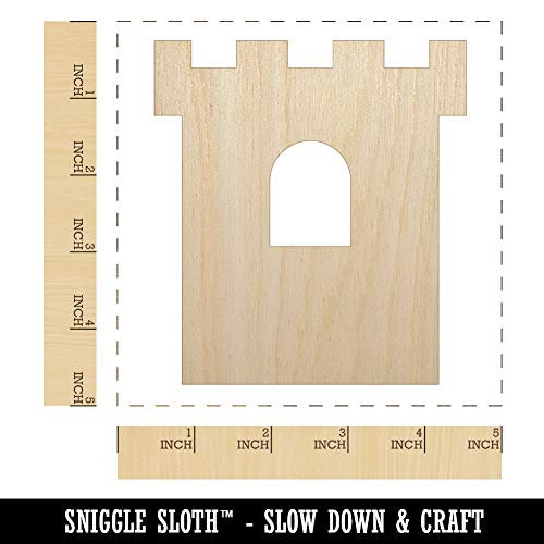 Castle Turret Tower Solid Unfinished Wood Shape Piece Cutout for DIY Craft Projects - 1/4 Inch Thick - 4.70 Inch Size Sniggle Sloth