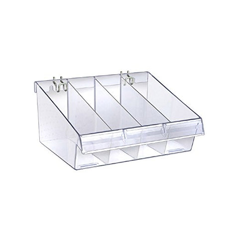 Azar Displays 556132 12" W x 8" D x 5.75" H Divider Bin (4 Pack) Azar Displays