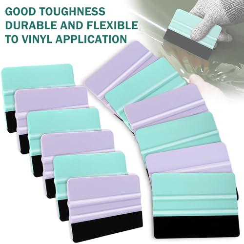WRAPXPERT Squeegee for Vinyl- Felt Vinyl Squeegee 2 Pcs,Purple and Teal Squeegee Scraper Tool Kit for Crafts Car Wrap Window Tint Wallpaper Glass WRAPXPERT