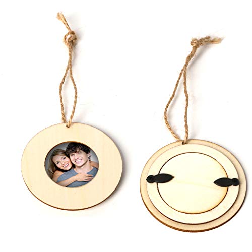 KANXINER 10 Pcs Natural Wood Slices, DIY Ornament Crafts- Round Photo Frame, Unfinished Wood CraftDecorations for Christmas Thansgiving Marriage - WoodArtSupply