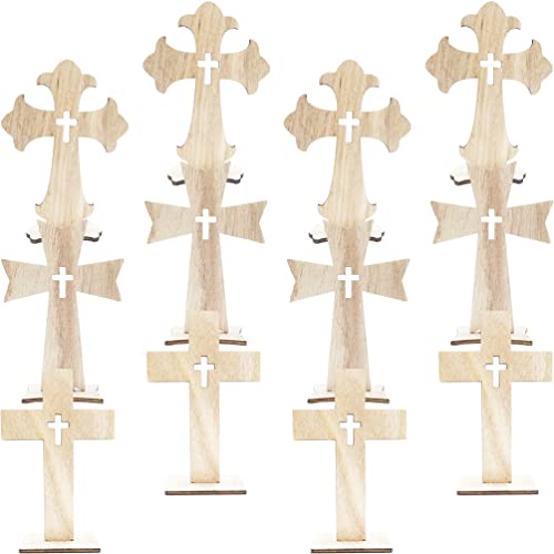 SEWACC 30pcs Unfinished Wood Cross Cutout Blank Wood Cross Pieces Table Signs for DIY Art Crafts Projects School Church Home Decoration SEWACC