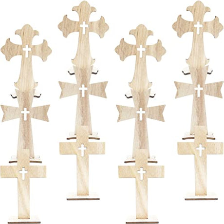 SEWACC 30pcs Unfinished Wood Cross Cutout Blank Wood Cross Pieces Table Signs for DIY Art Crafts Projects School Church Home Decoration SEWACC