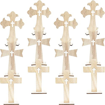 SEWACC 30pcs Unfinished Wood Cross Cutout Blank Wood Cross Pieces Table Signs for DIY Art Crafts Projects School Church Home Decoration