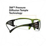 3M Safety Glasses, SecureFit 400X, ANSI Z87, Anti-Fog Anti-Scratch Clear Lens, Green and Black Frame, Brow Guard, Lightweight, Soft Nose Bridge and 3M SecureFit