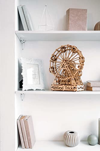 Wood Trick Ferris Wheel Rotating Mechanical Model - 3D Wooden Puzzles for Adults and Kids to Build - Engineering DIY Wooden Models for Adults to Wood Trick