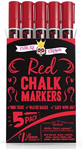 CHALKY CROWN Liquid Chalk Marker Pen - Dry Erase Marker - Chalk Markers for Chalkboard Signs, Windows, Blackboard, Glass - 6mm Reversible Tip - 24 CHALKY CROWN