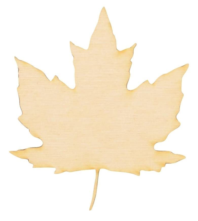 Unfinished Maple Leaf Wood Cut Out Available in a Variety of Sizes and Thicknesses (1/8” Thickness, Large 10.5" x 12" (Sold Individually)) - WoodArtSupply