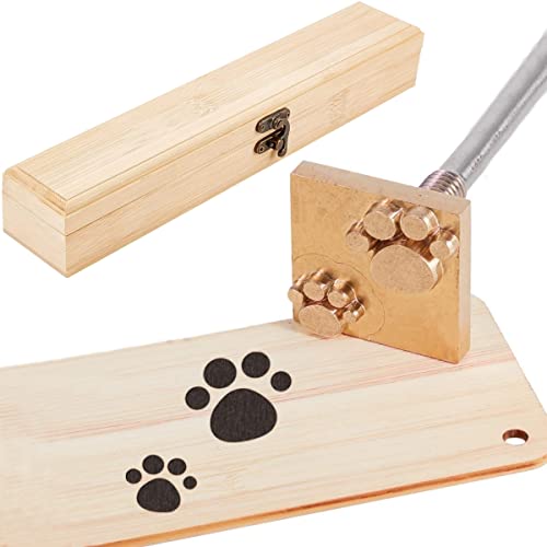 OLYCRAFT Dog Paw Branding Iron with Versatile Unfinished Wooden Storage Box - WoodArtSupply