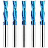 EANOSIC 5PCS Downcut Spiral Router Bits 1/4 inch Shank, 1/4 inch Cutting Diameter Solid Carbide with Nano Blue Coating CNC Router Bits End Mill for EANOSIC